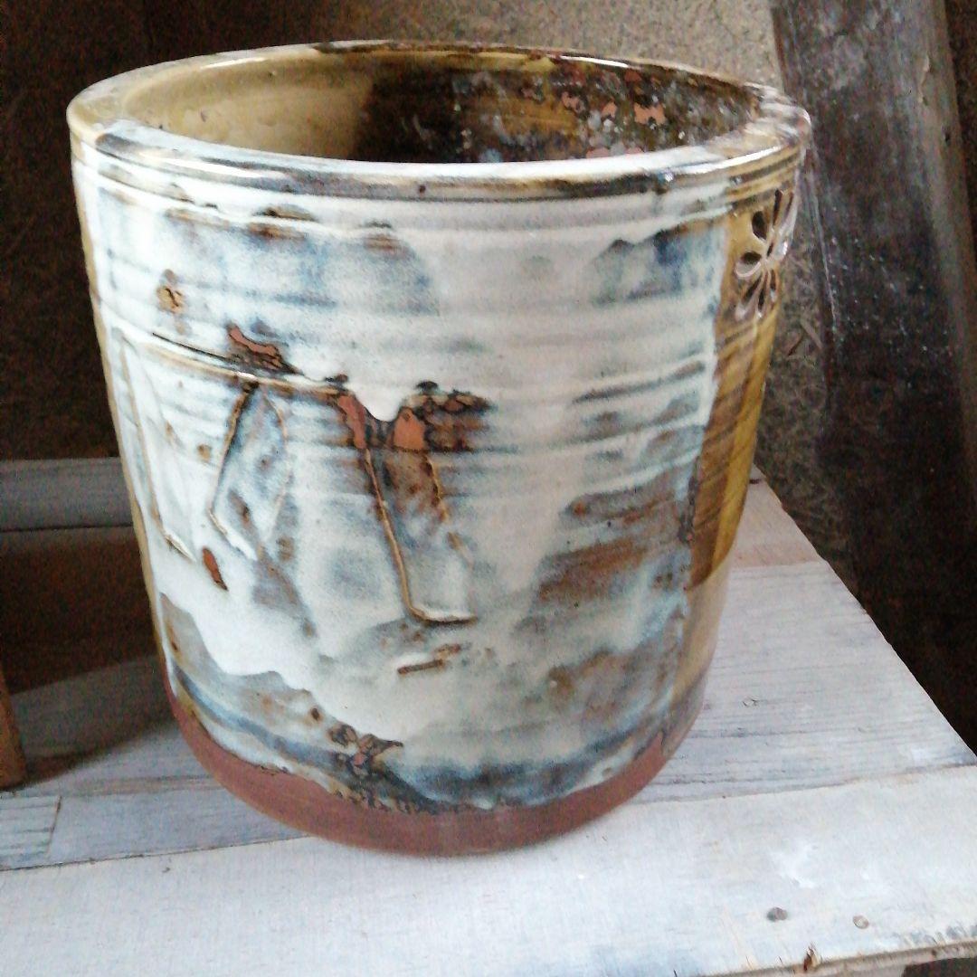 瀬戸焼　沈入変釉火鉢　26cm　昭和中期