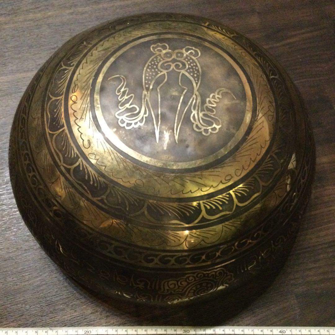 菩提樹　オールド シンギングボウル　チベット産 no6 アンティーク33.5cm