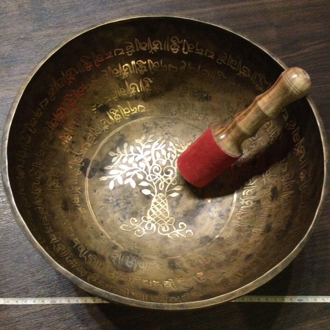 菩提樹　オールド シンギングボウル　チベット産 no6 アンティーク33.5cm