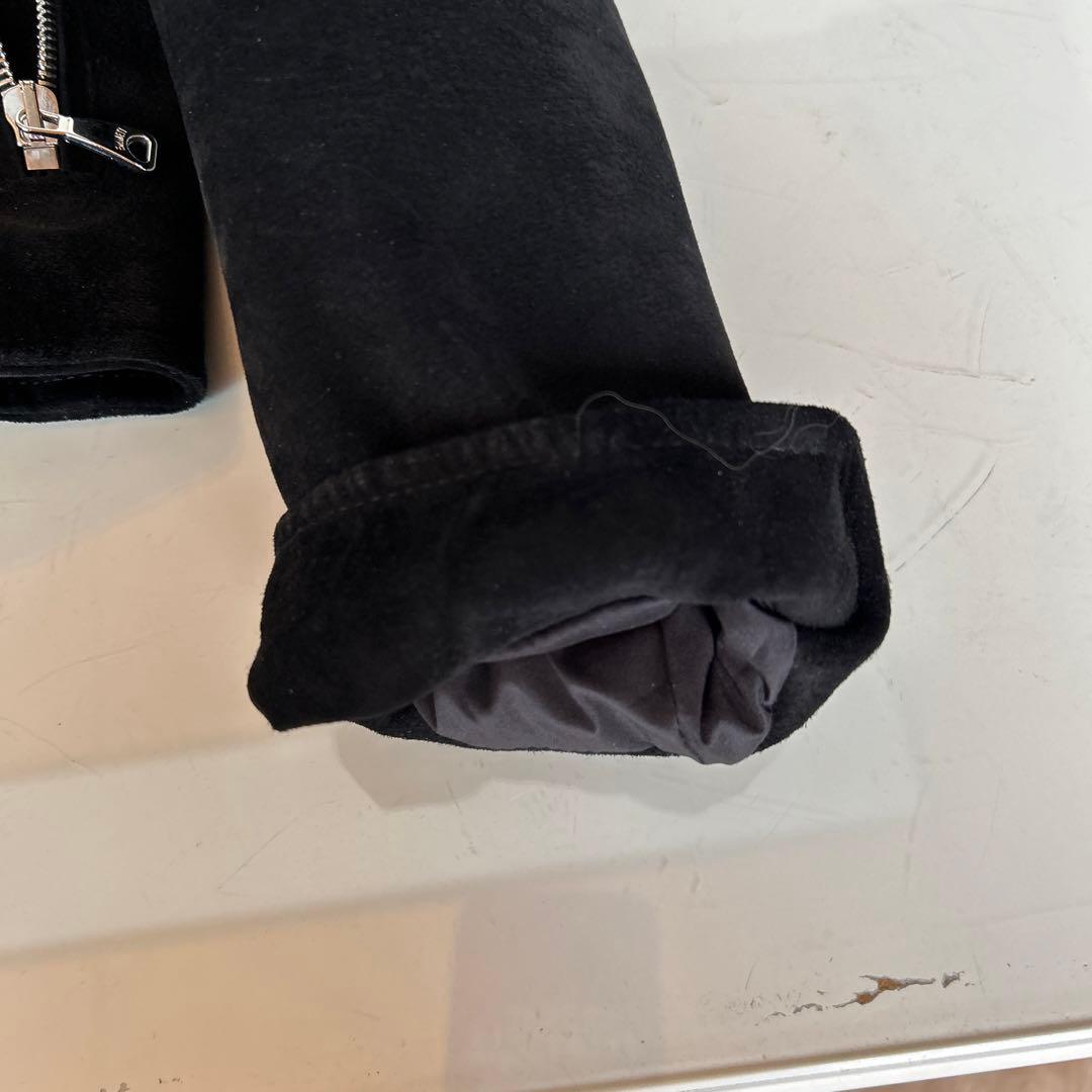 EMMETIブラックスエード シングルライダースジャケット