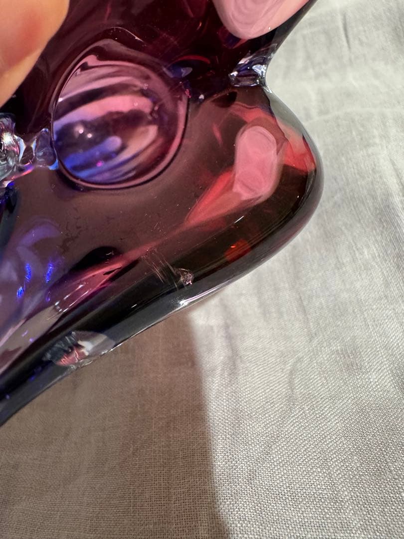 ヴェネツィアンガラス ムラーノガラス 花瓶 ローズ&ブルー