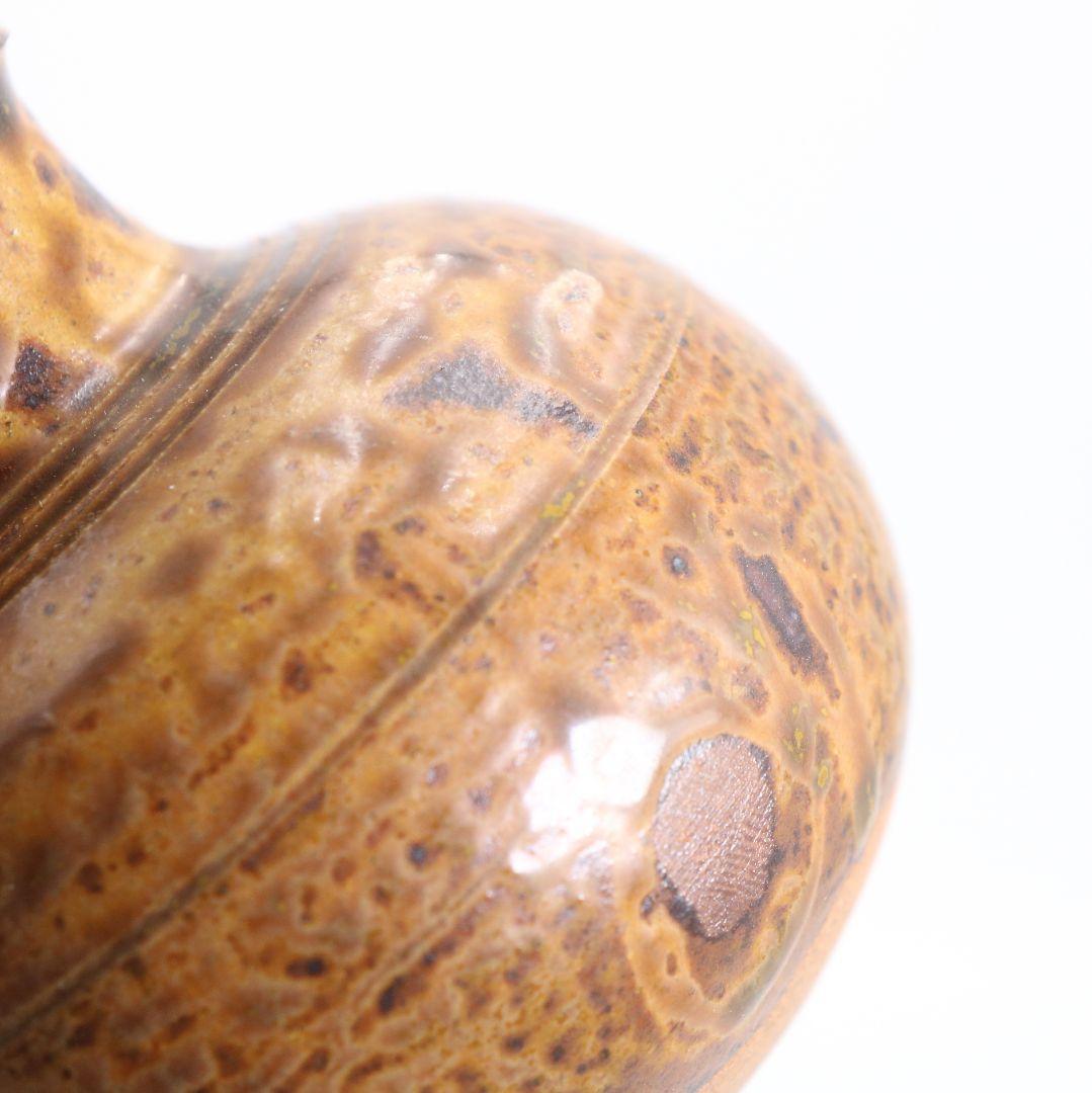 笹田仁史作 唐物大名物 利休丸壷写 茶入 藤種緞子仕覆付 茶道具　V905