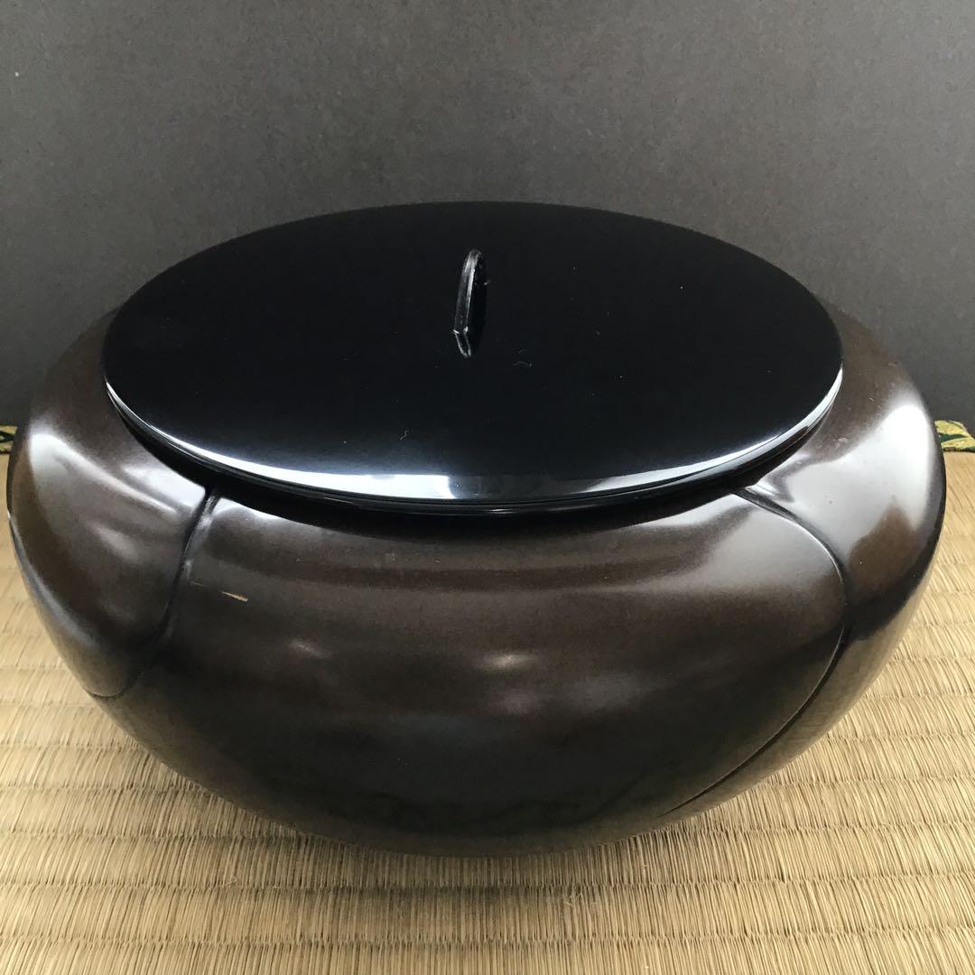 茶道具　水指　捻子梅水指(金属製)塗の蓋付　駒方米山作　共箱　紙箱　S246MS