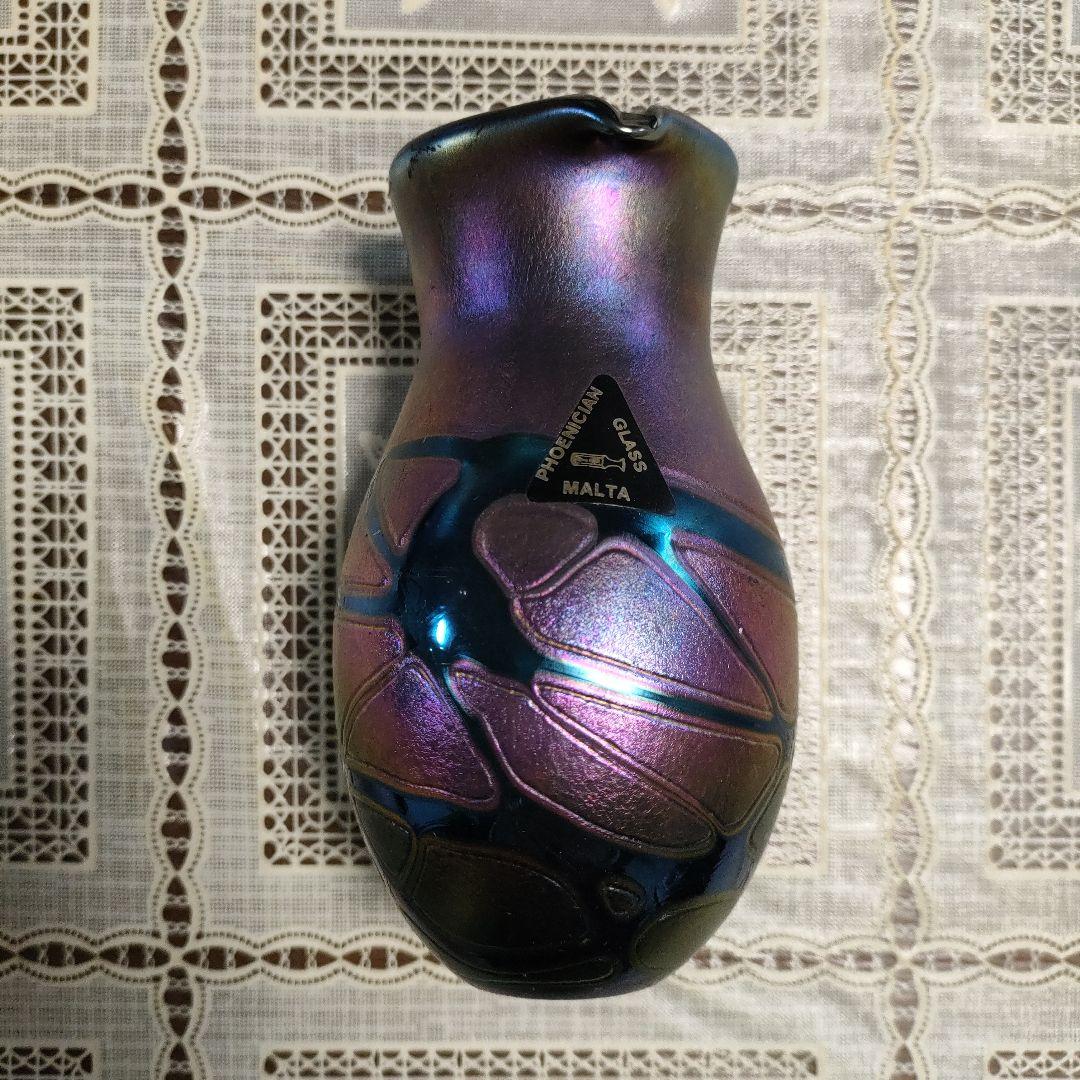 \"未使用\" フェニキアン・グラス ラスター彩『 花瓶』地中海マルタ1993年製
