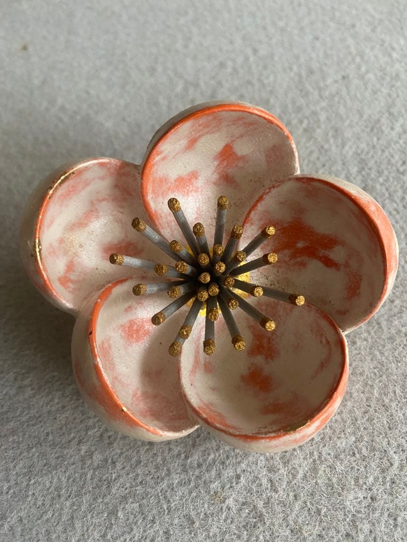 【京都・東哉製】梅華・紅白／梅の花・置物（修復品）
