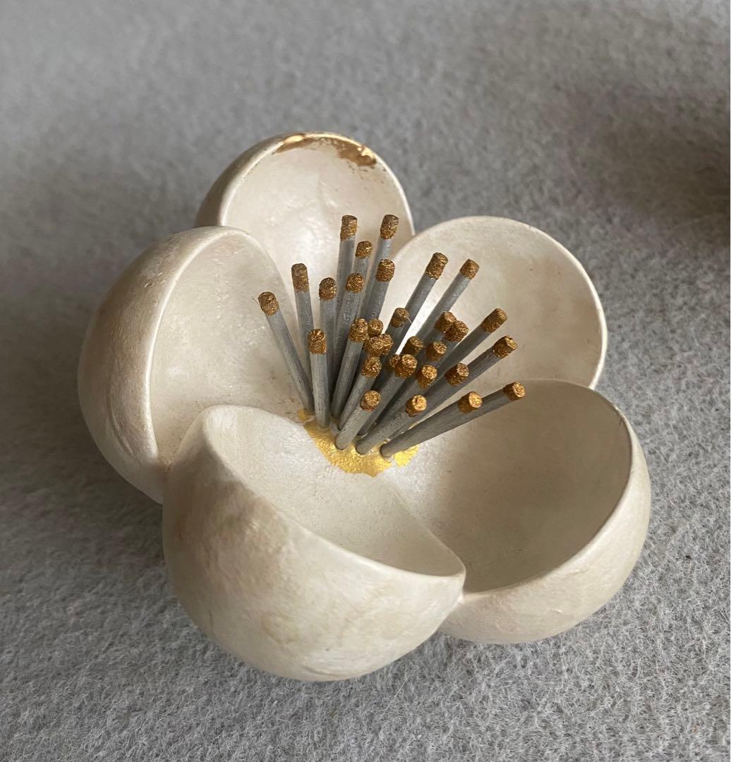 【京都・東哉製】梅華・紅白／梅の花・置物（修復品）