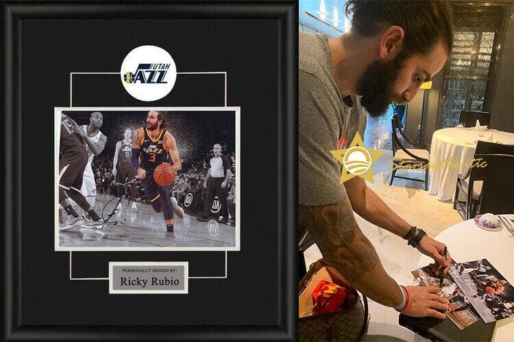 直筆サイン入り写真 リッキー・ルビオ NBA ユタ・ジャズ SA鑑定済