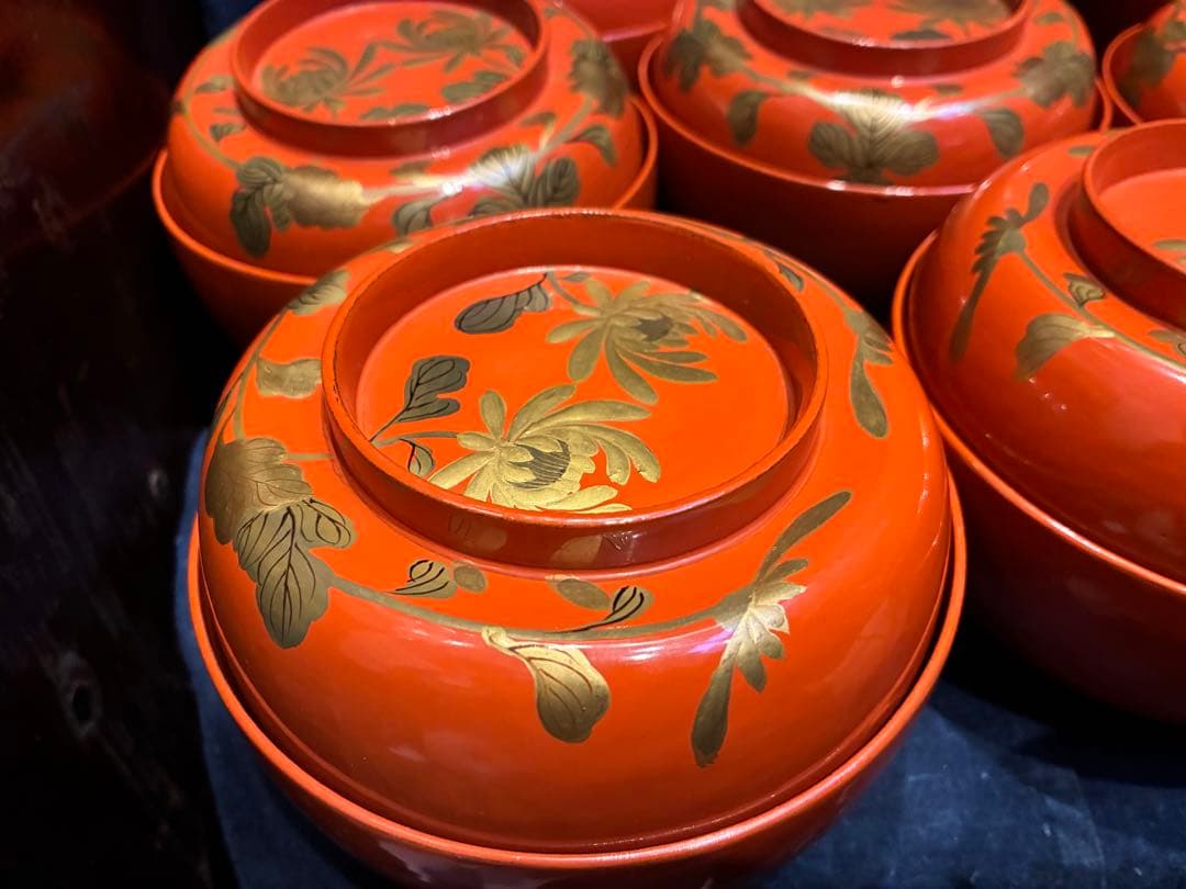 漆器　菓子椀　10客　大正期　蒔絵　木箱付　傷み無し