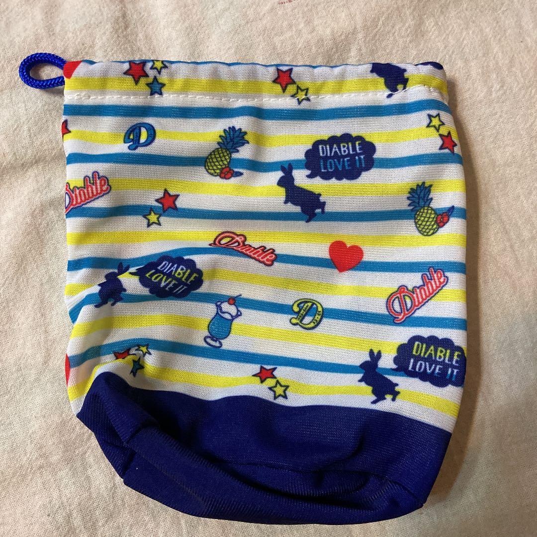 巾着　ポーチ　新品未使用　うさぎ　青系