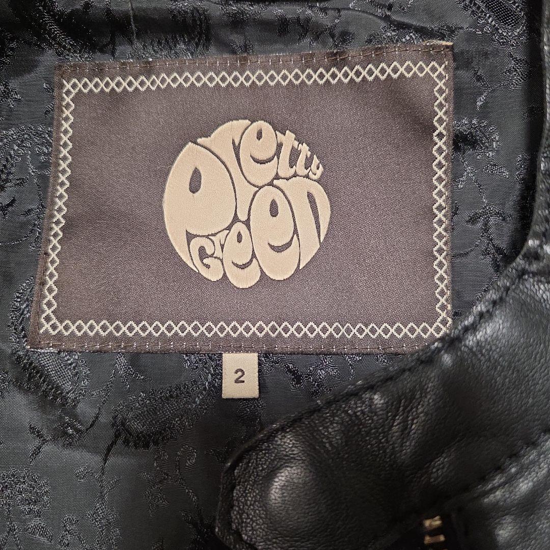 Pretty Green 黒 レザー シングルライダースジャケット サイズ2羊革