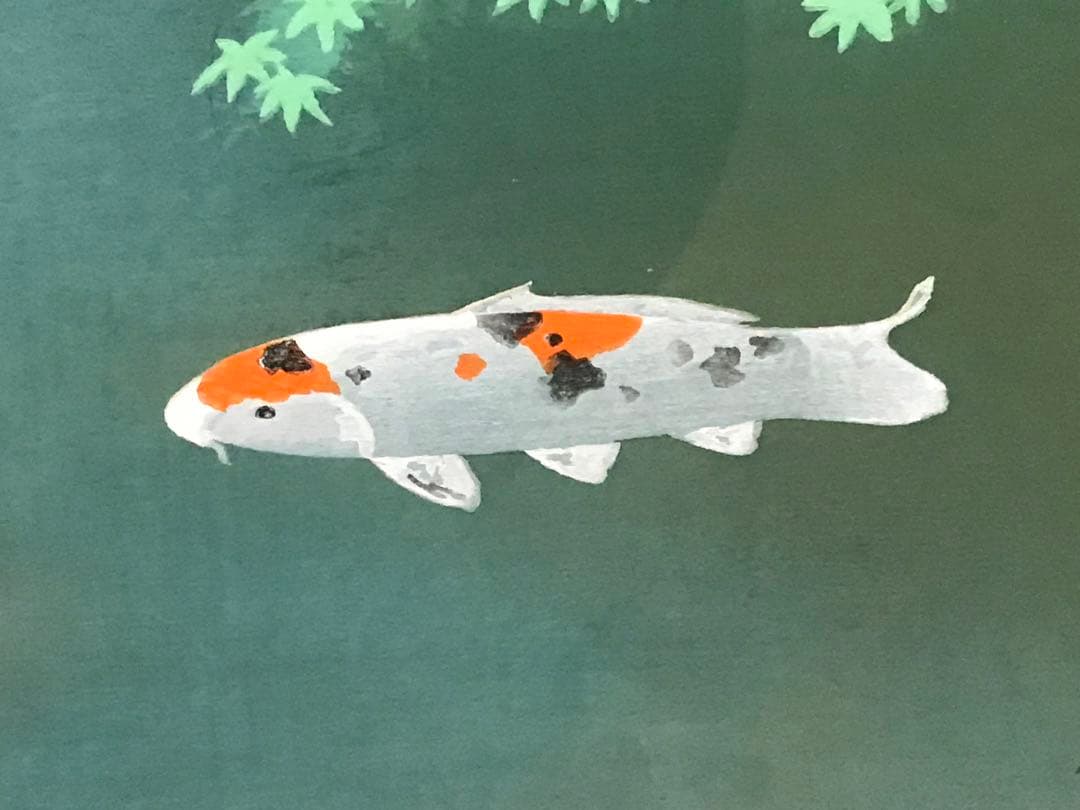 大山忠作　「緑映」　木版画　直筆サイン・落款・作品証明シール有り