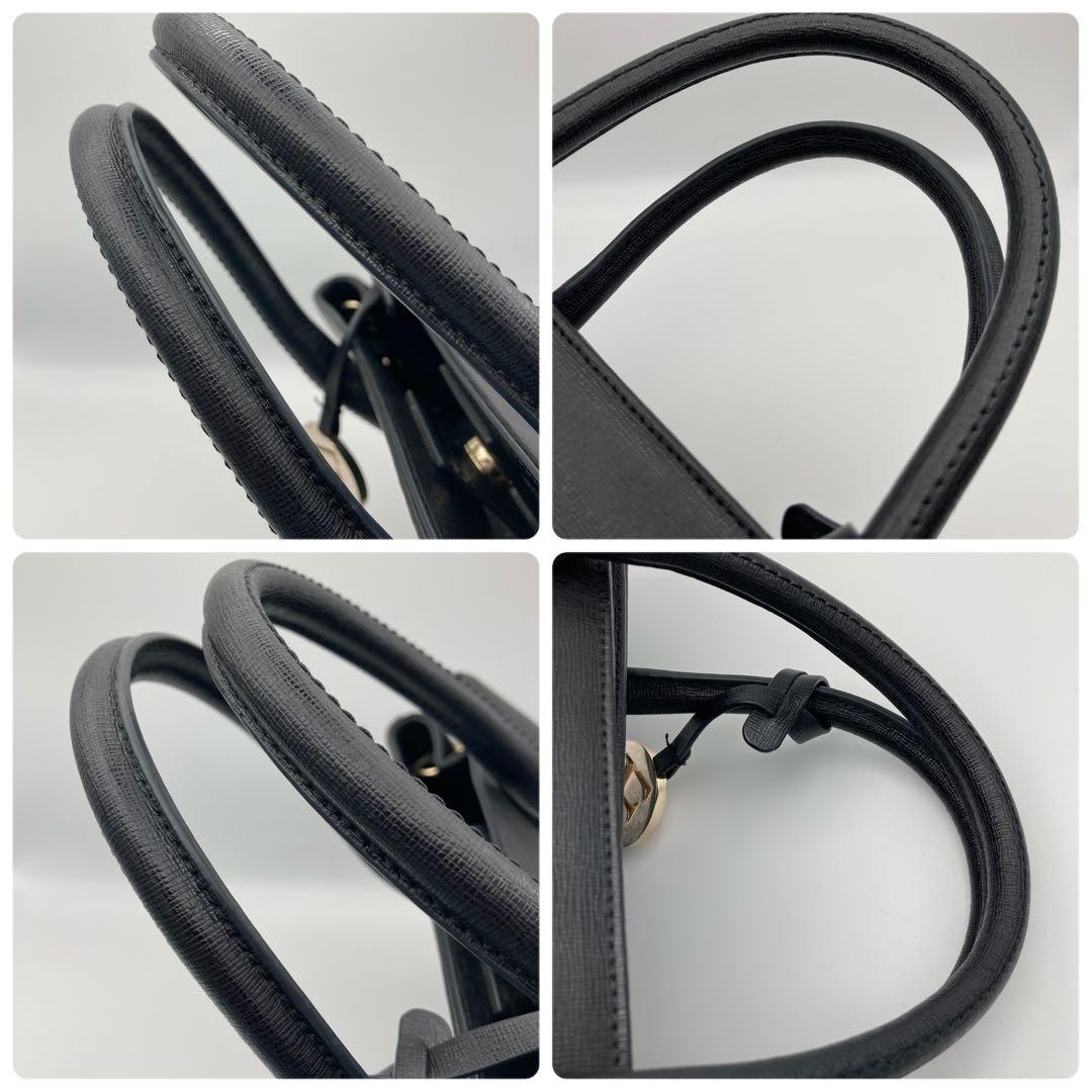 極美品✨フルラ リンダ 2way レザー ショルダー ハンドバッグ A4可 黒