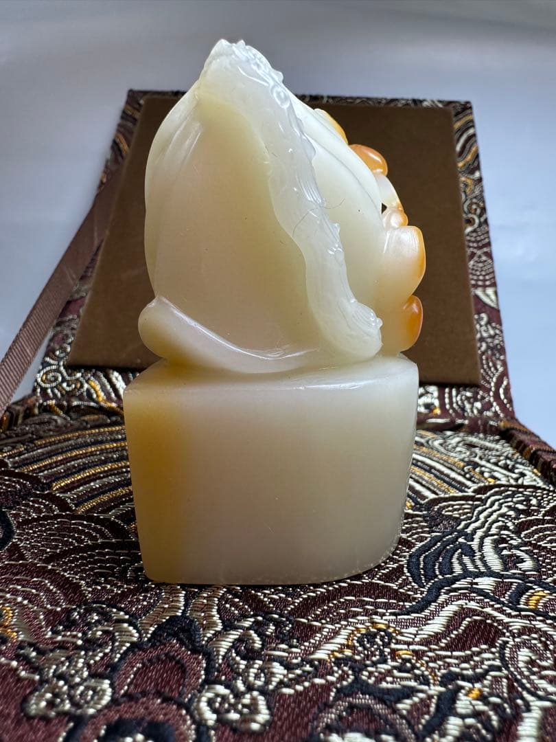 【花鳥】 蓮花　鳥　大材　美品　高級印材　篆刻　印石　寿山石　芙蓉　巧色　印材