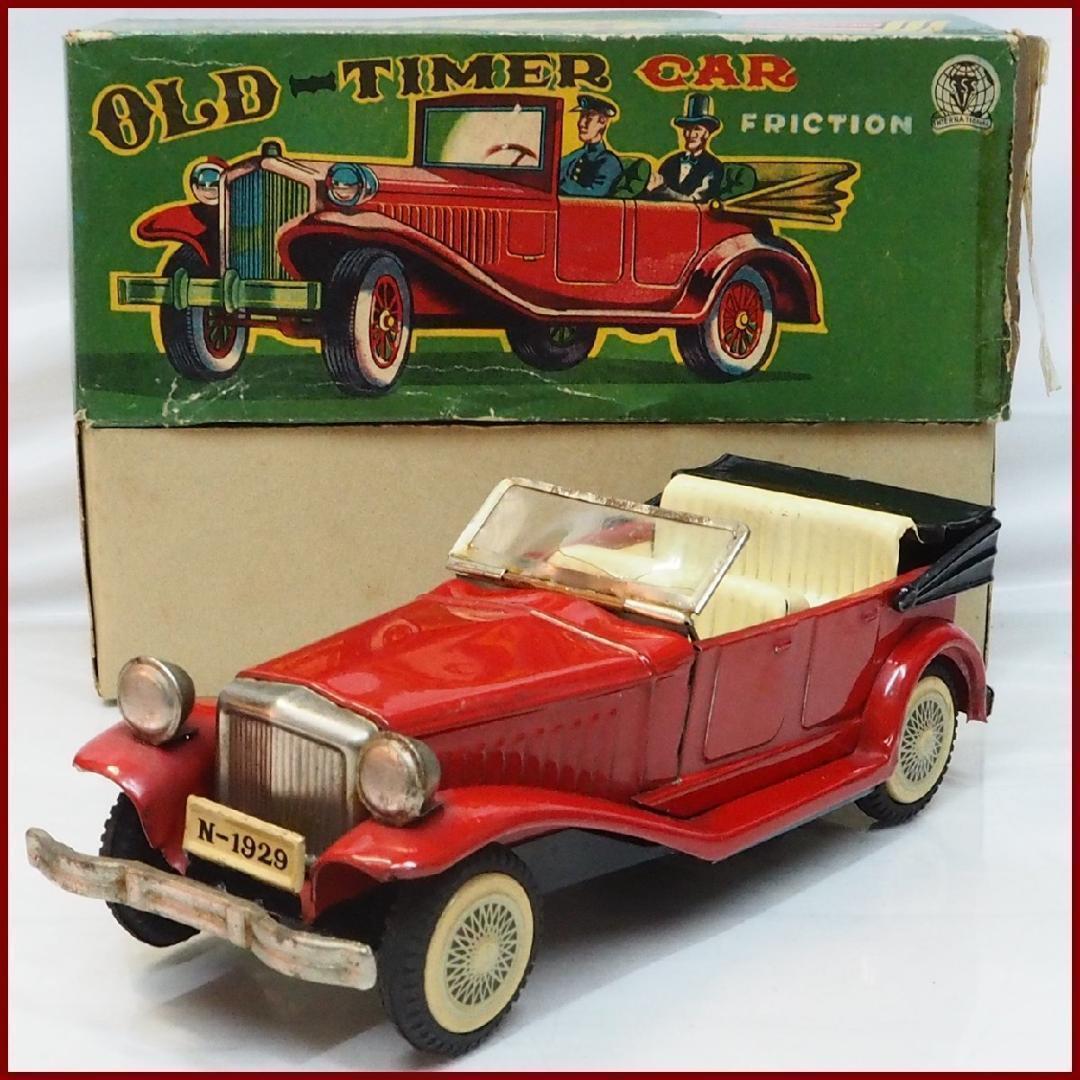 SSS【オールドタイマー コンバーチブル赤】ブリキ tin toy car 箱付
