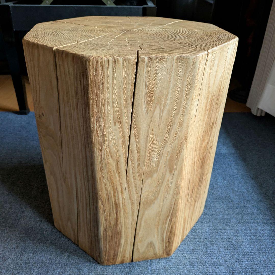 ピーナッツ様確認用　栗　八角形　天然木　椅子　スツール　高さ約41.5㎝