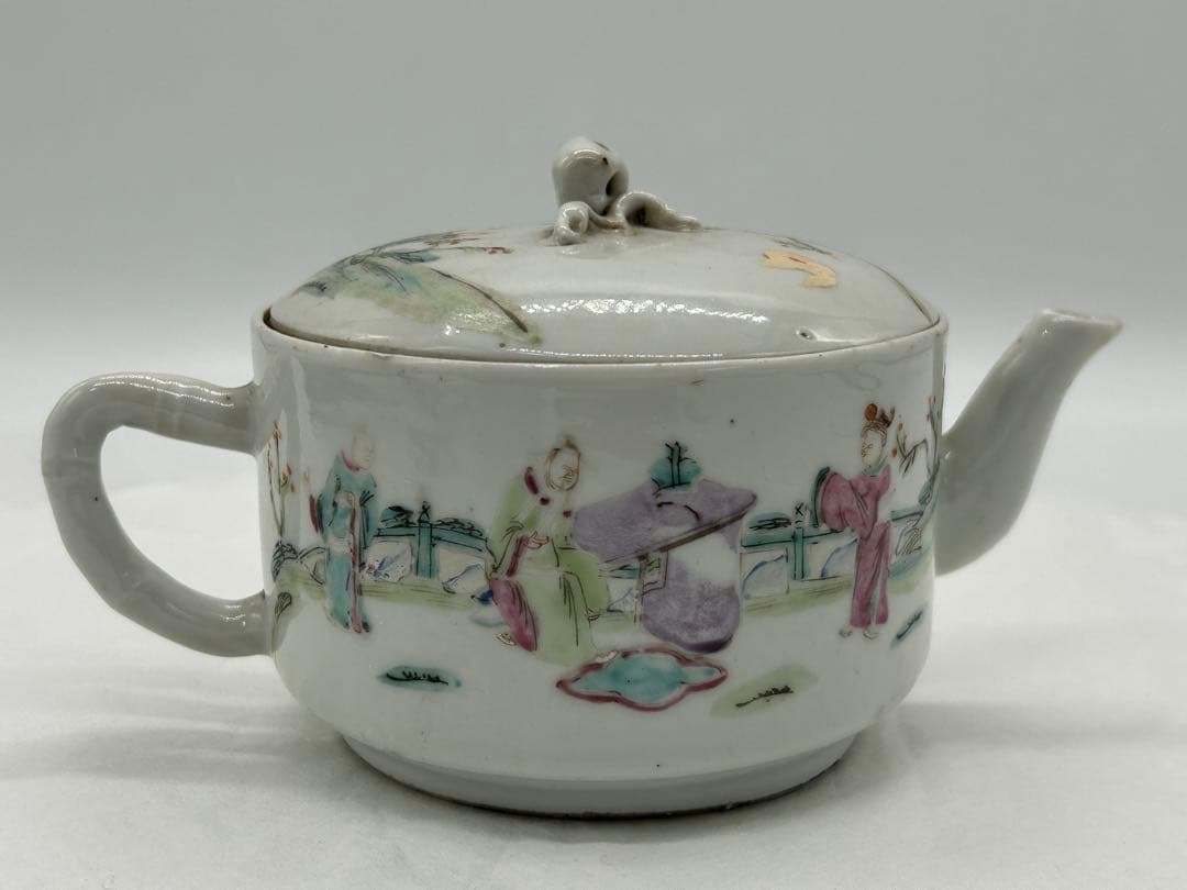 中国　清時代　粉彩人物紋急須　同治年製　送料込み1213