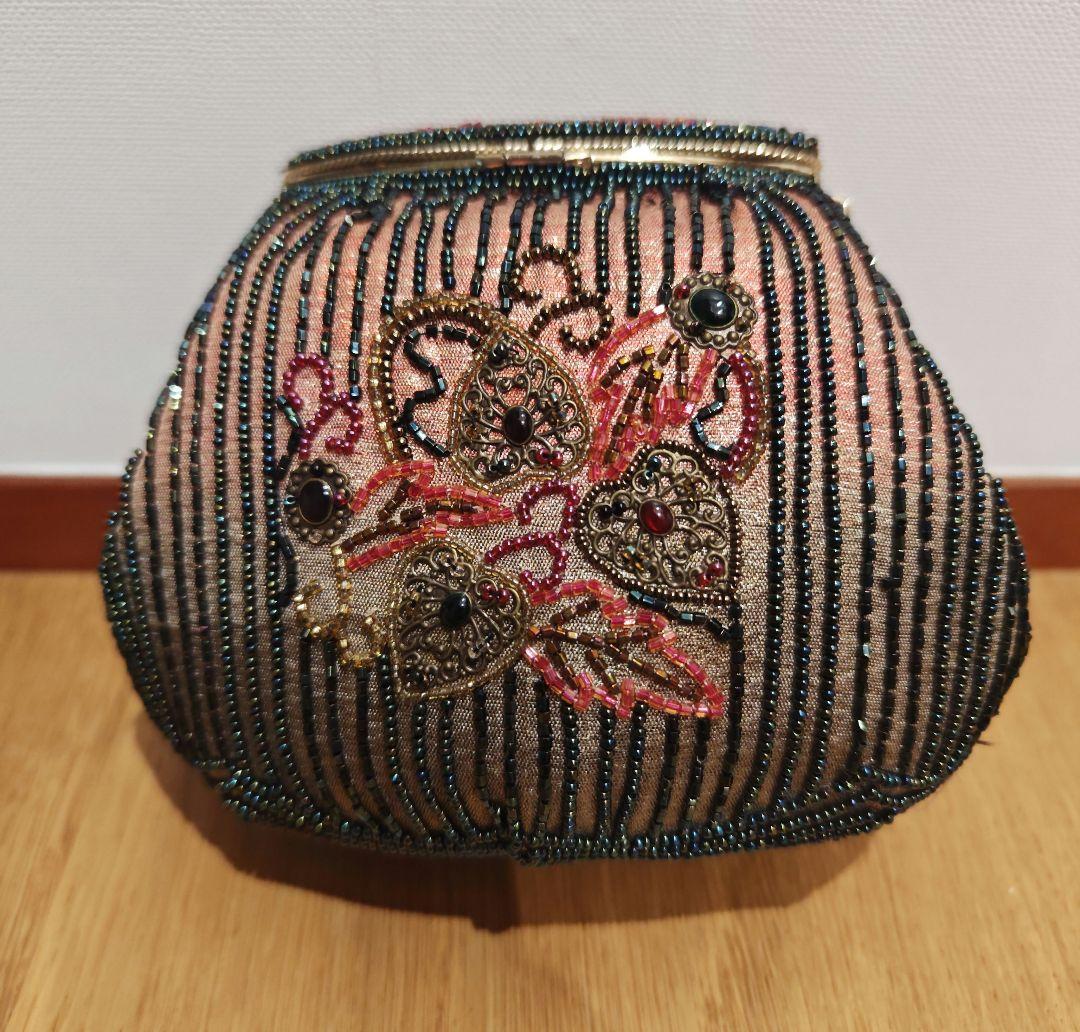 総ビーズ　バッグ　和装　洋装　ハンドバッグ　レトロ　昭和　がま口