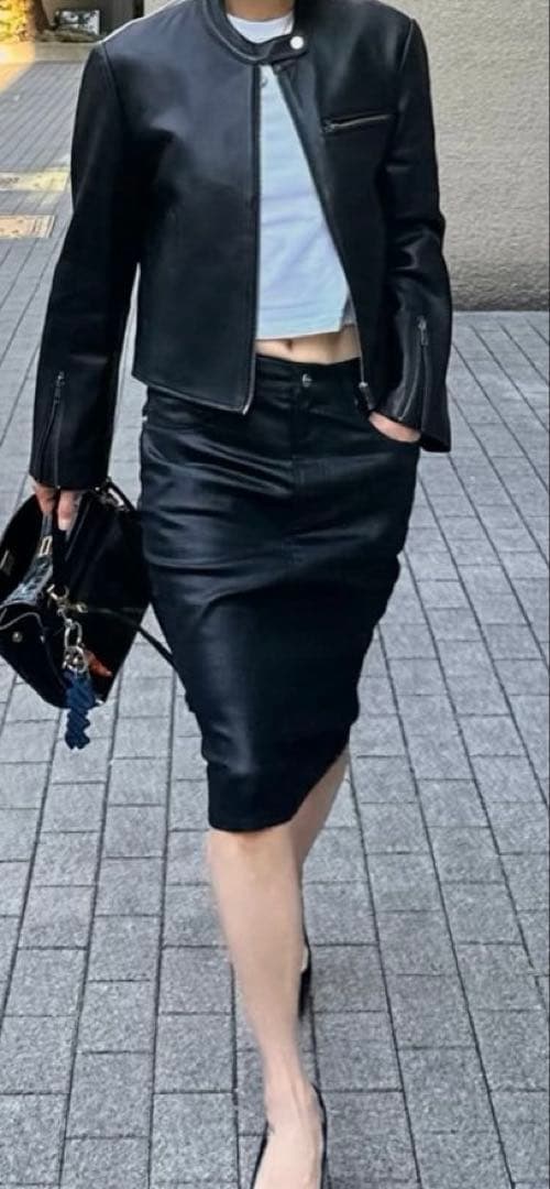 ok.soon×piccadilly デニムミドルスカート　 BLACK