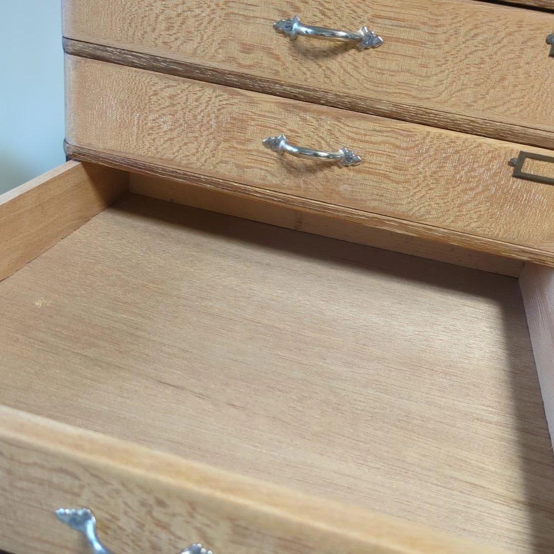 古道具アンティーク5段やや大きめ引き出しA4サイズ可