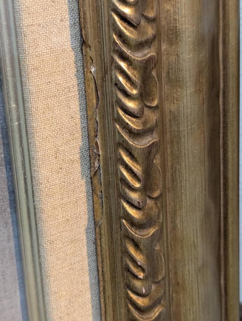 【真作】絵画　阪本修次　油彩30号　翔　叙情的風景画　岩と樹木の情景　Y157