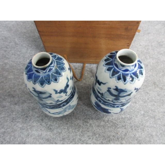 湖東焼染付徳利一対箱入り [B26008]