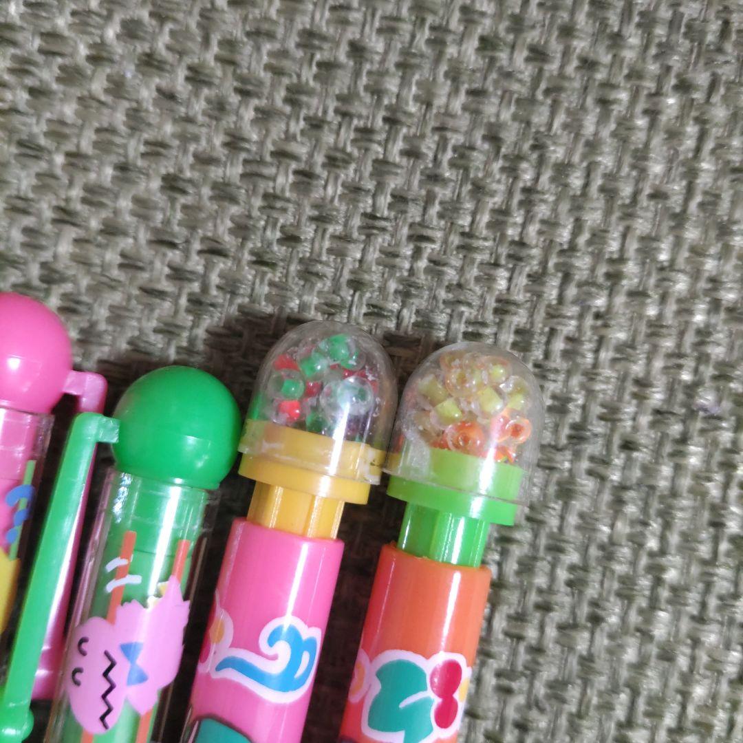 【平成レトロ】ビーズ入りシャーペン＆消しゴムノックペン　当時物蛍光カラー　Y2K