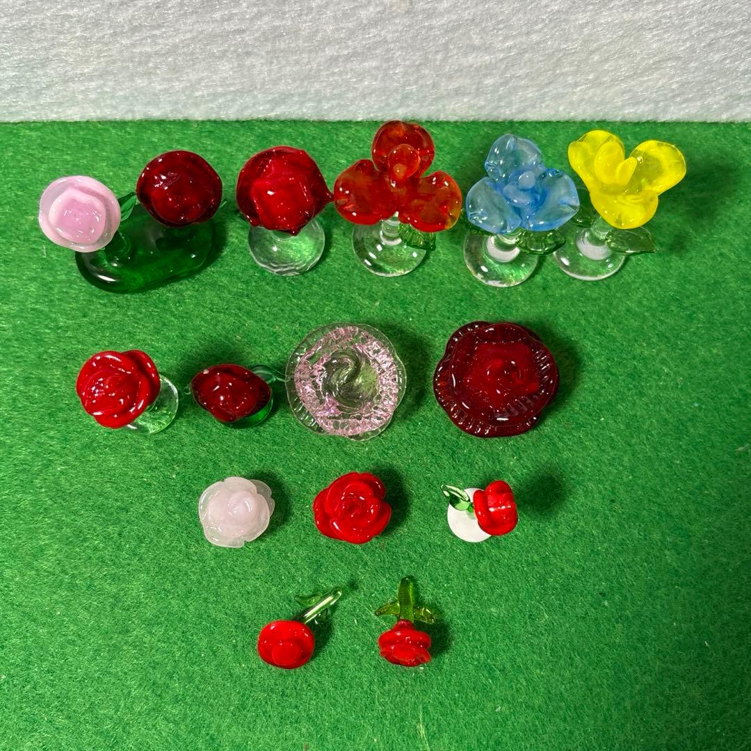 バラ　ガラス細工　ミニチュア