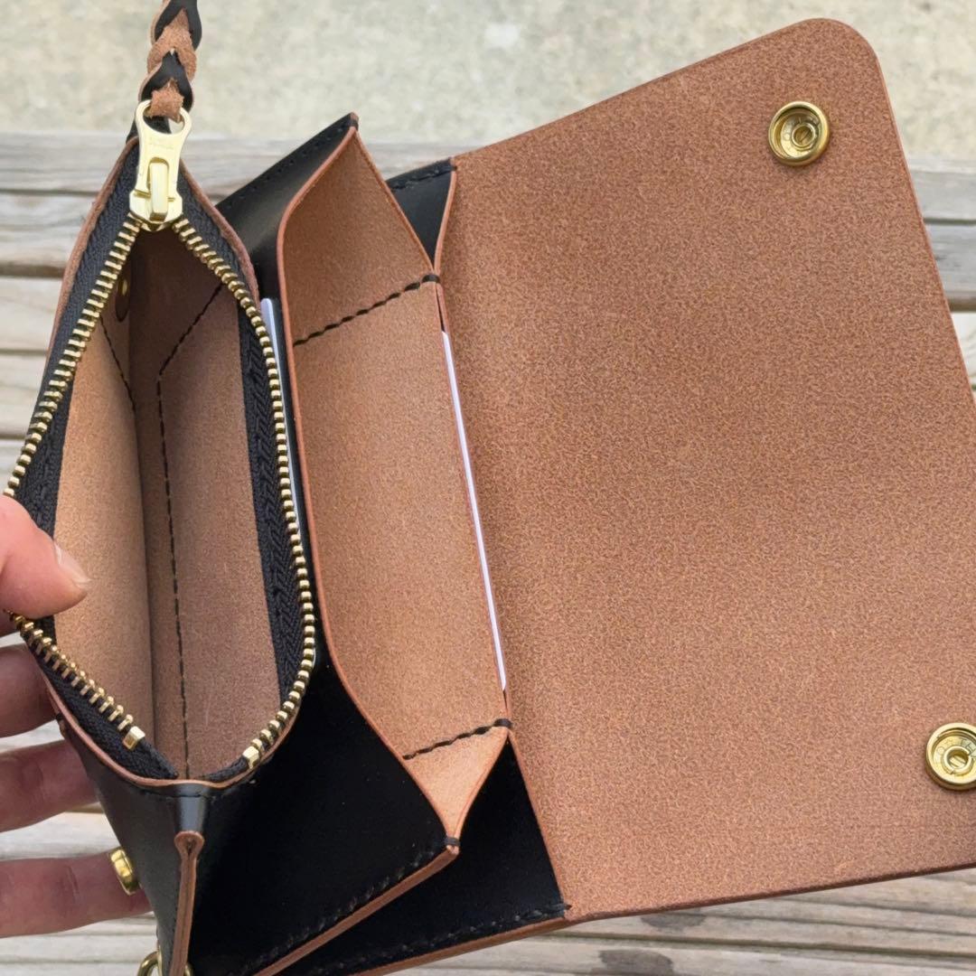 栃木レザー　茶芯　ロング　トラッカーウォレット