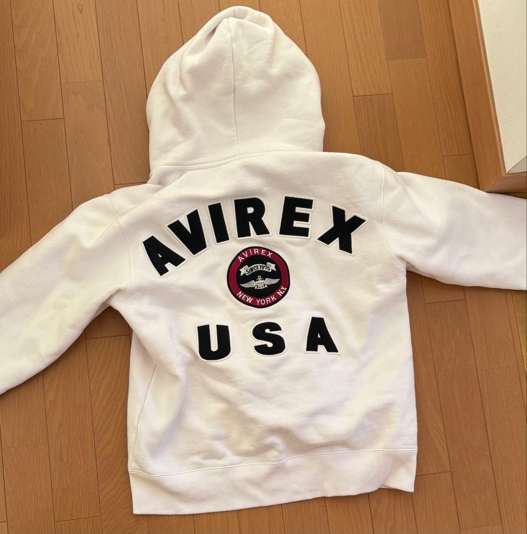 AVIREX ホワイト パーカー ジップアップ　Lサイズ