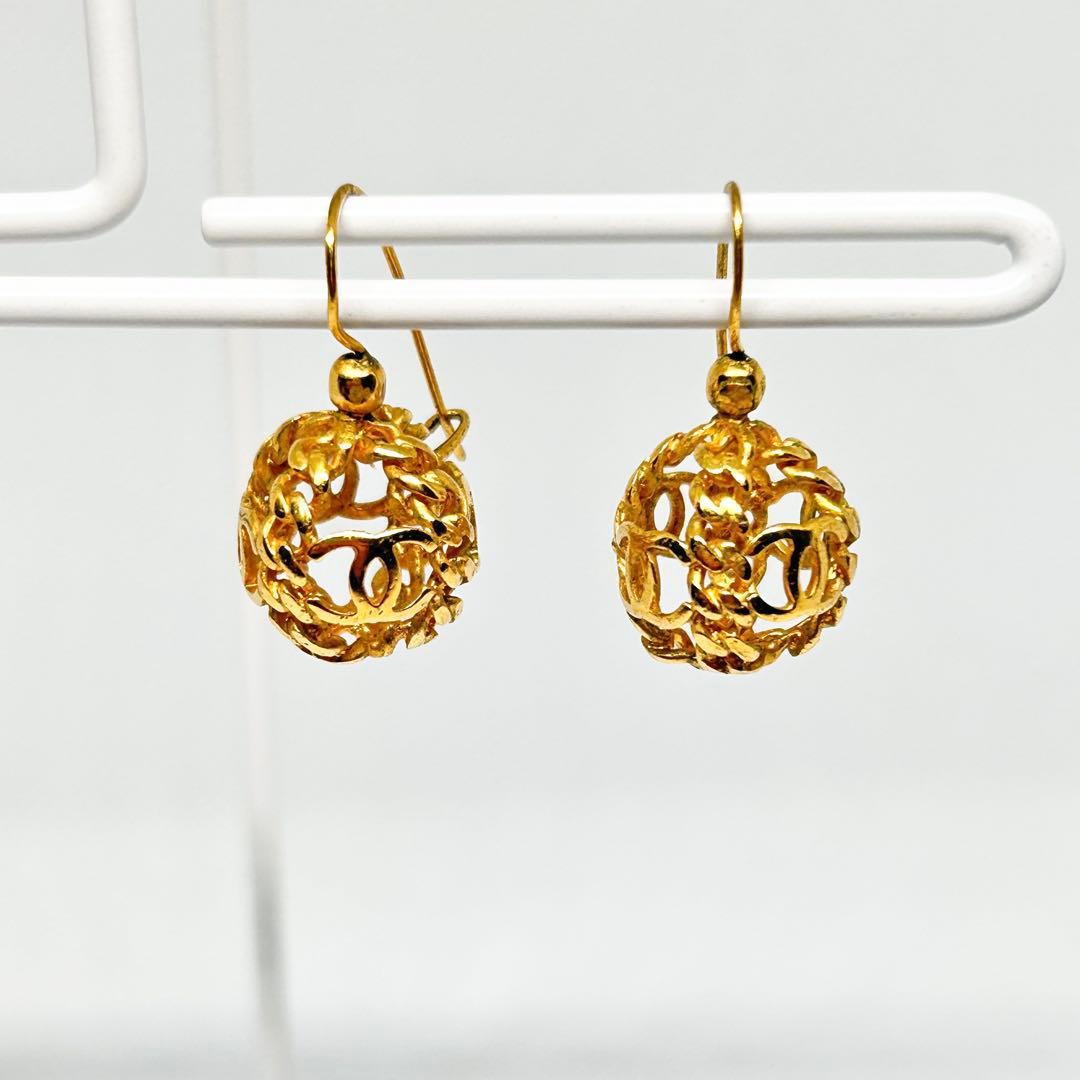 CHANEL シャネル ココマーク チェーンモチーフ ボールピアス ヴィンテージ