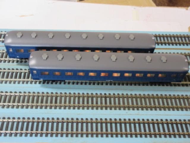 オハ35 (座席車) ブルー ２両セット　HOゲージ 室内灯装着済・未走行車