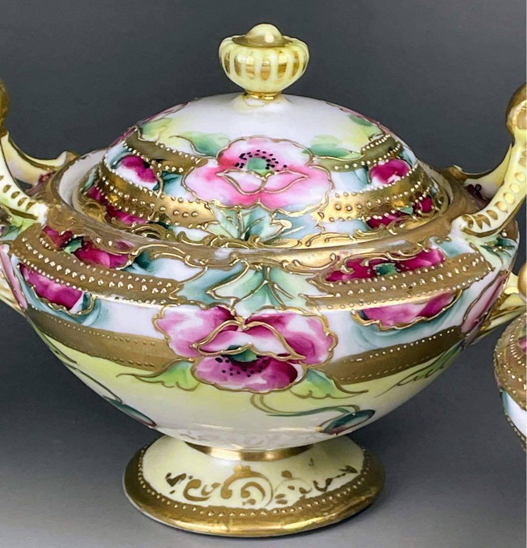 【希少】オールドノリタケ シュガーボウル クリーマー 金盛り アールヌーボー