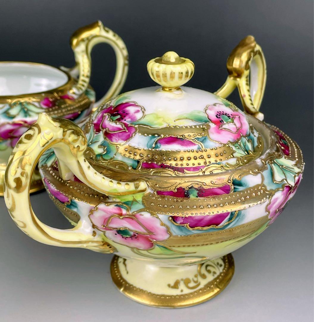 【希少】オールドノリタケ シュガーボウル クリーマー 金盛り アールヌーボー