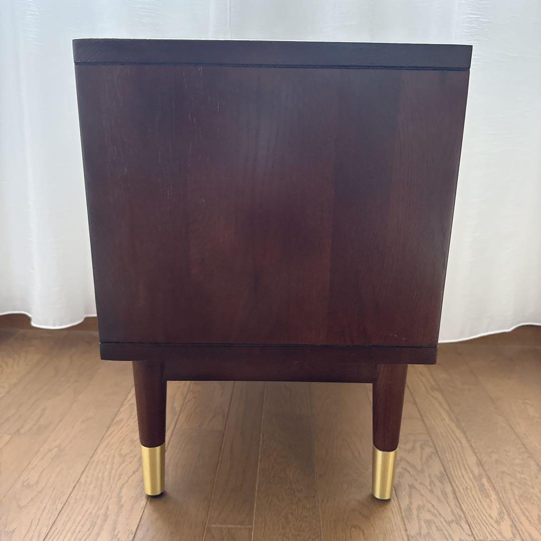 kuri様　　　サイドテーブル　ナイトテーブル　組み立て不用　　オーク×ゴールド