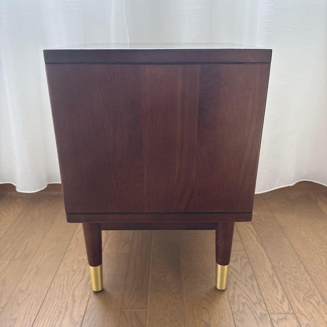 kuri様　　　サイドテーブル　ナイトテーブル　組み立て不用　　オーク×ゴールド