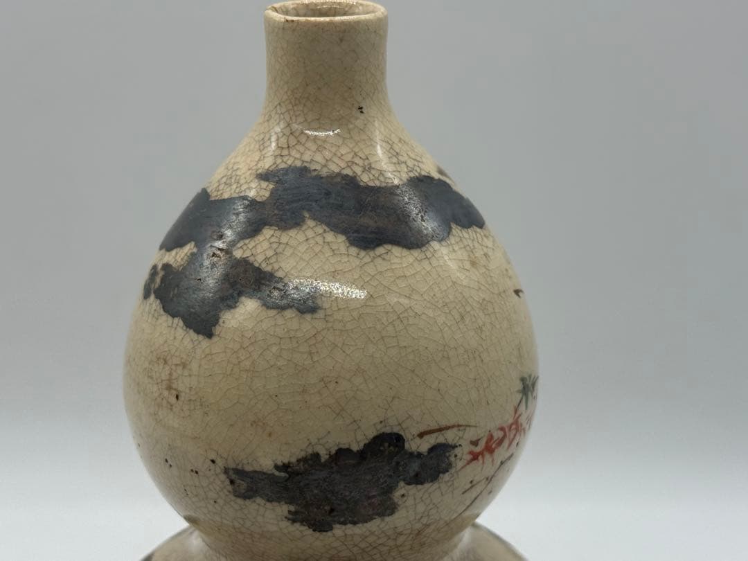 時代　仁清作　色絵金銀彩瓢箪型花車紋　共箱　茶道具　送料込み260122