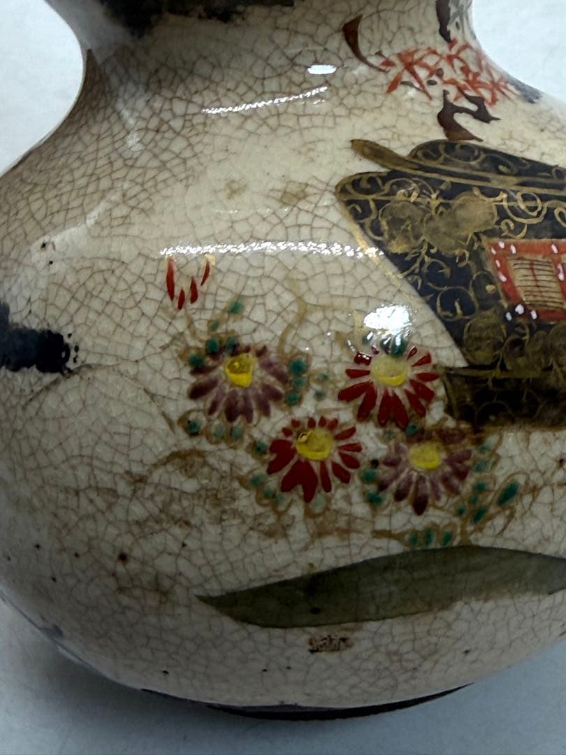 時代　仁清作　色絵金銀彩瓢箪型花車紋　共箱　茶道具　送料込み260122