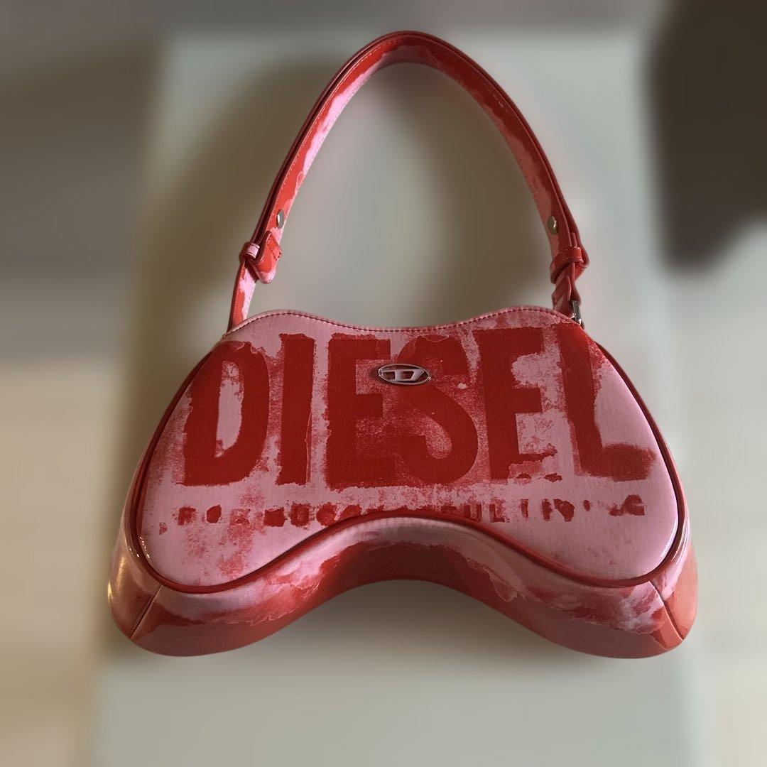 DIESEL ピンク ロゴ ハンドバッグ　ワンハンドル