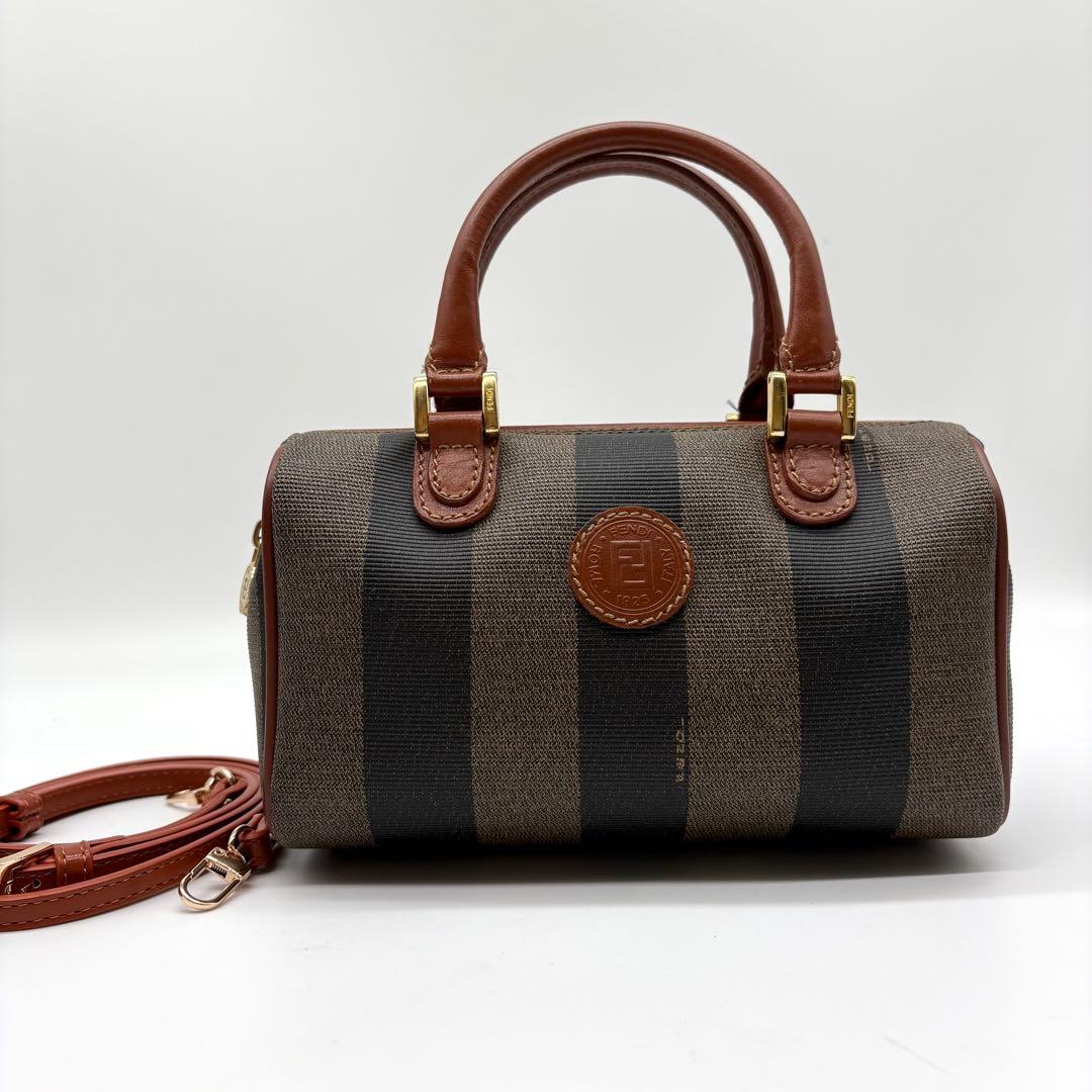 極美品　希少　FENDI マイクロミニボストン 2wayバッグ　ペカン柄　PVC