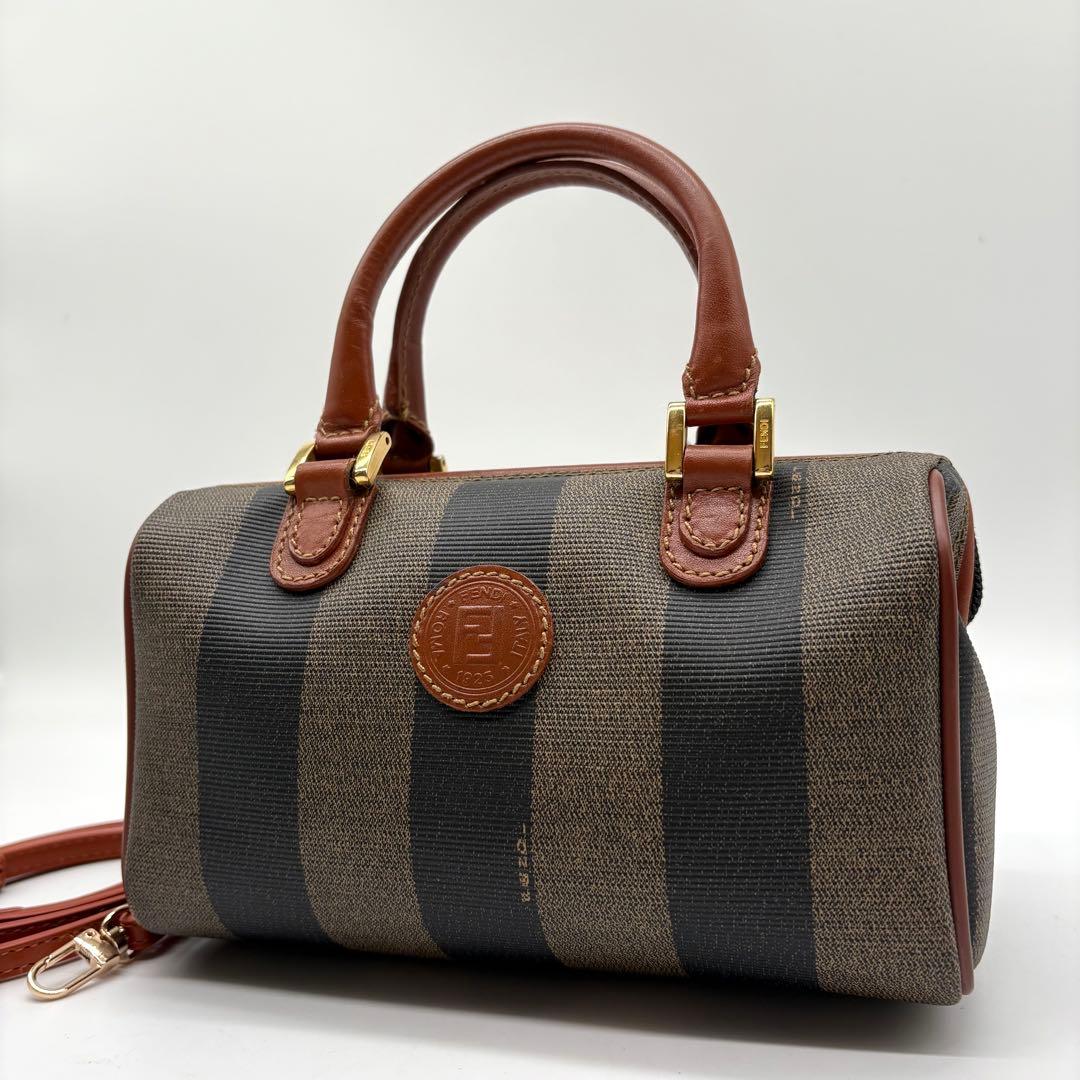 極美品　希少　FENDI マイクロミニボストン 2wayバッグ　ペカン柄　PVC