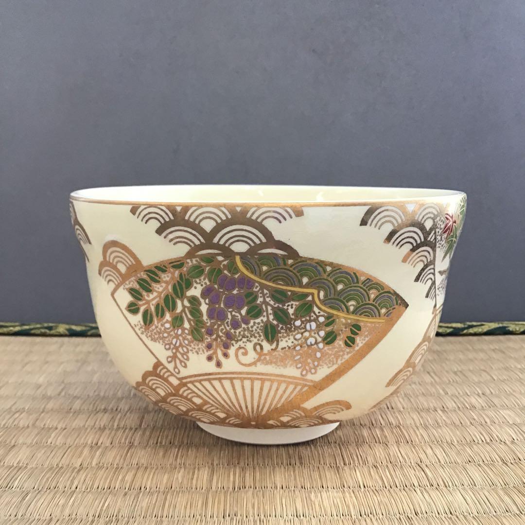 茶道具 抹茶茶碗 絵付茶碗 直径約127ミリ 高さ約77ミリ Ｎo.506