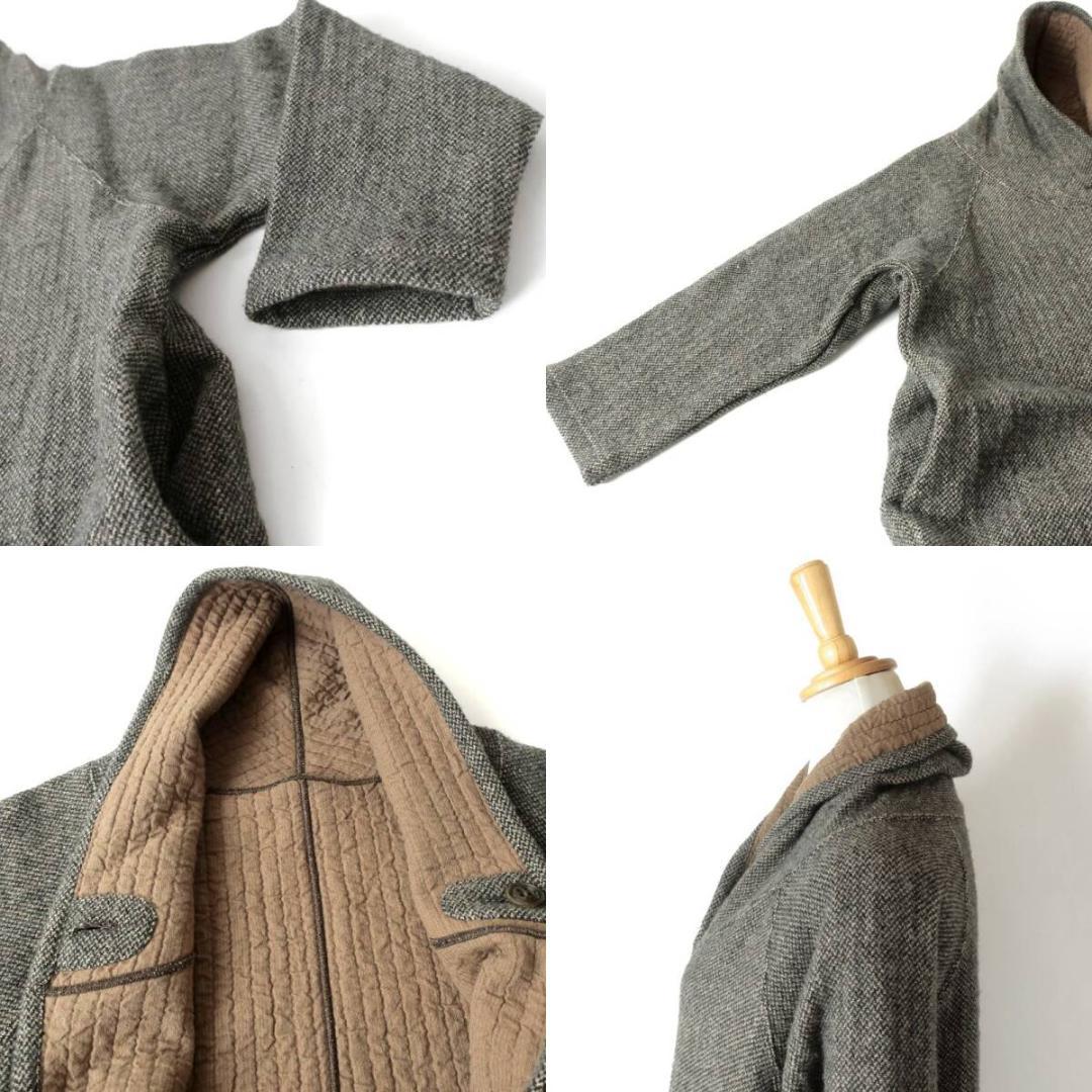 nest robe ツイード×イブルコットン ショールカラーコート