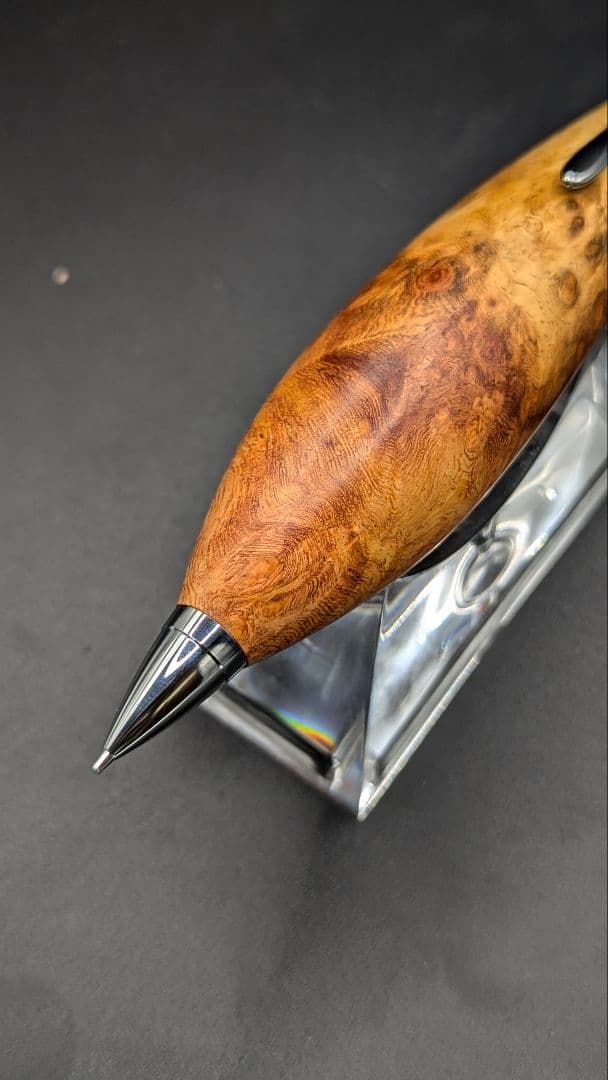 188ペン工房翌檜　花梨　紅白　源平　瘤杢　木軸シャーペン　木軸ボールペン　極太