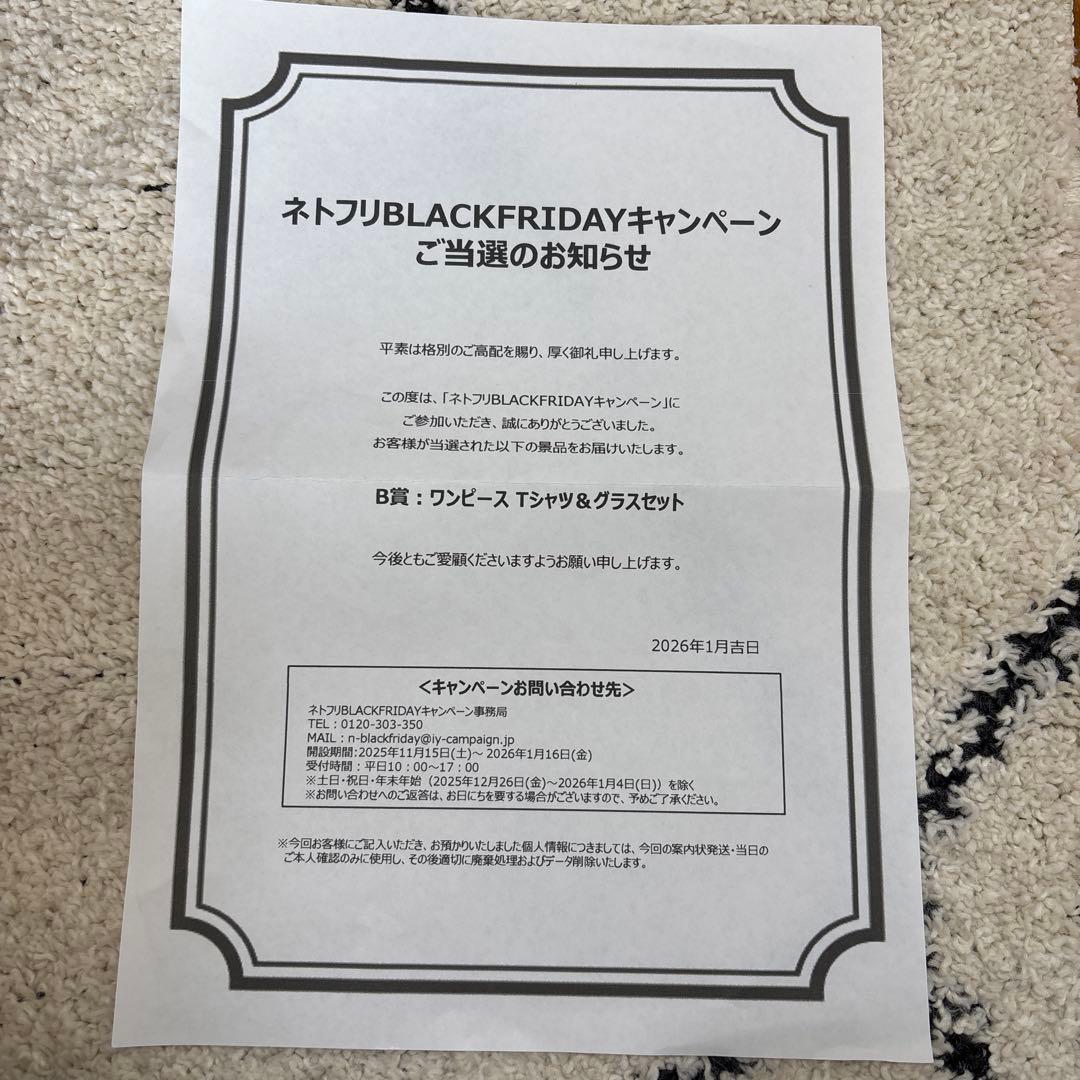 【ネトフリキャンペーン当選品】ワンピース Tシャツ & グラスセット