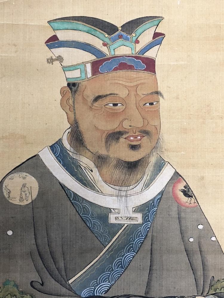 【画】　★ 掛軸 工筆彩絵先師孔子像 ★　江戸期　狩野種信 肉筆絹本　東洋書画