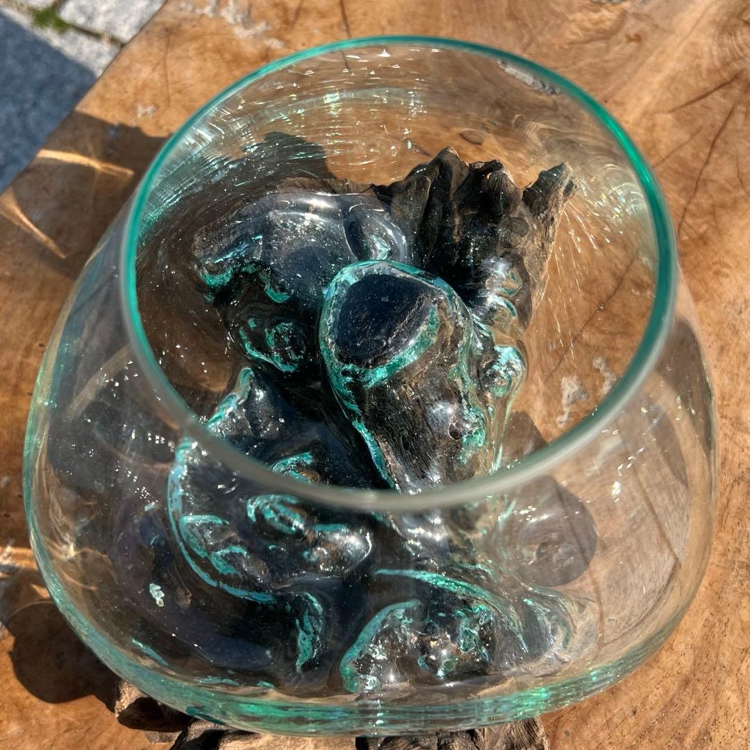 流木ガラスオブジェ大B 花瓶 金魚鉢 ガーデニング テラリウム 水槽 アート作品