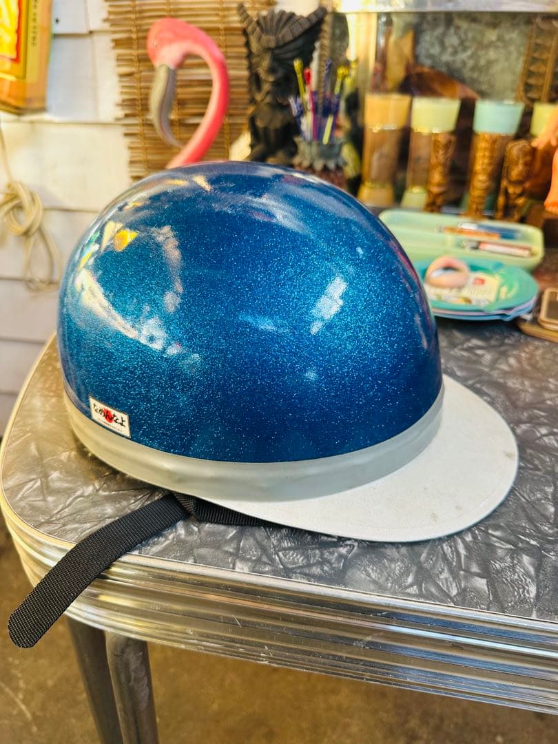 立花コルク半 青色ラメ 半帽ヘルメット