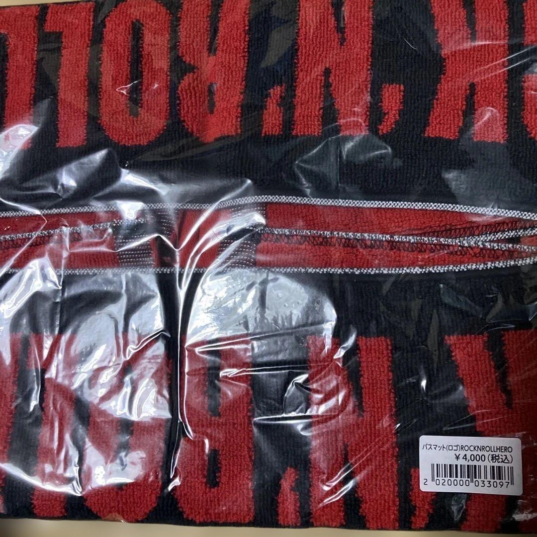 矢沢永吉　バスマット　ロゴ　ロックンロールハロー　レッド／ブラック