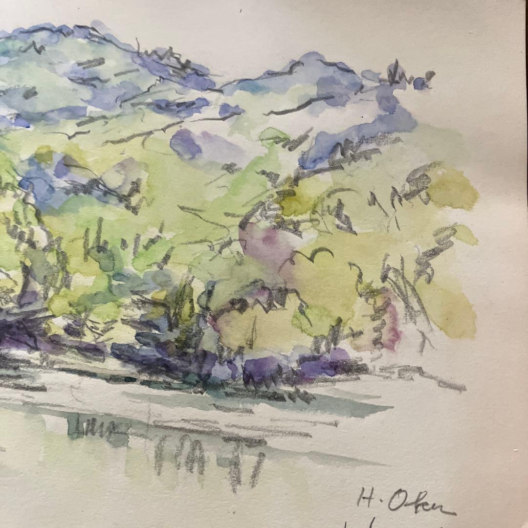 奥　八郎教授の直筆水彩画 風景 2003年　光陽会名誉委員　画家