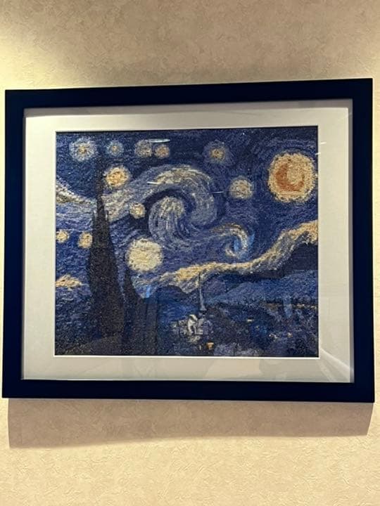 十字刺繍クロス刺繍星月夜額縁ゴッホ手作りアーティスト